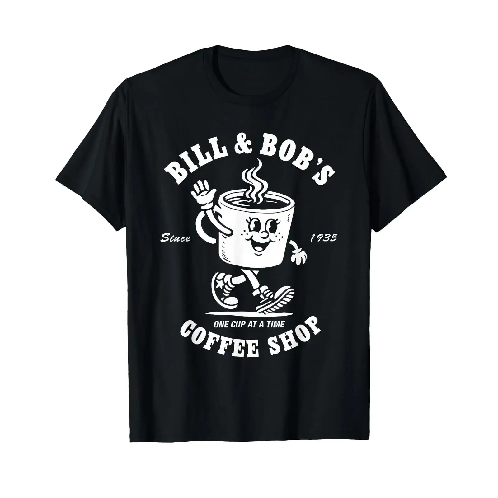 Bill und Bobs Coffee Shop Friendly Fun Sober Recovery AA T Shirt vintage Washed Stretched Casual Breathable homme Unisex