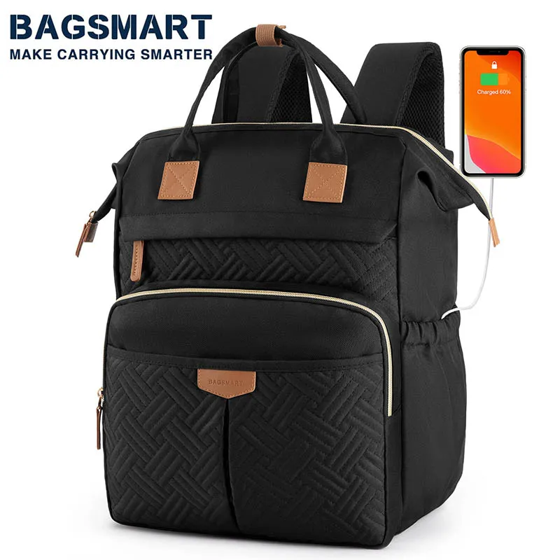 BAGSMART 30L Travel Backpack for Women Men 15.6\'\' Laptop Computer Backpack with Charging Port Hole for School Work Business