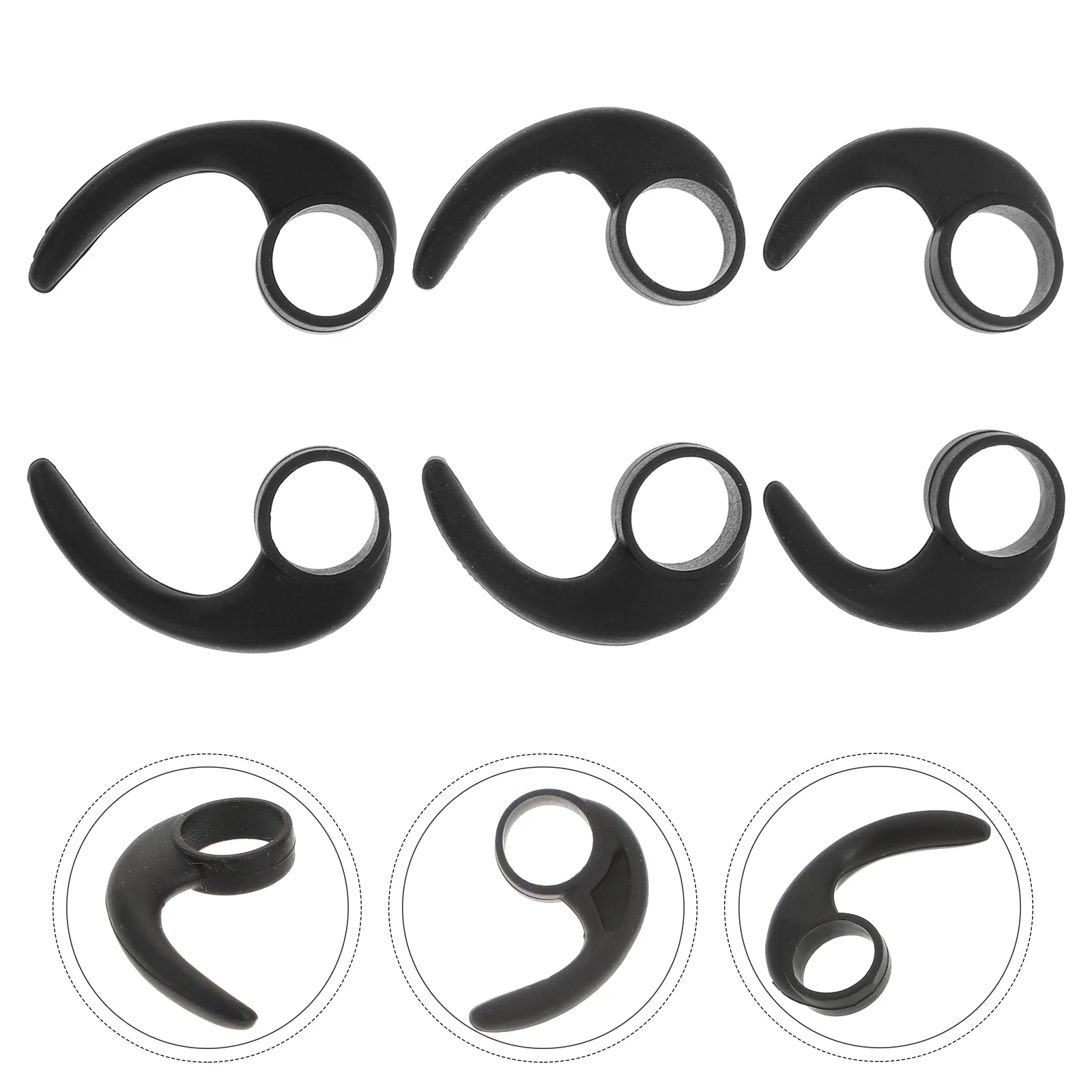 

6 Pcs Earphone Earhook Earpiece Creative Earflap Non-slip Earbud Clip Black Hooks