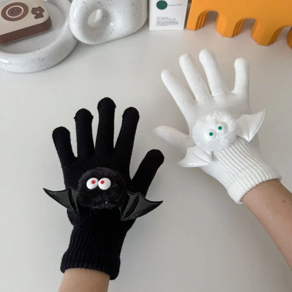

Creative Hand in Hand Little Hand Gloves Cartoon Bat Knitted Gloves Elastic Halloween Gift Winter Mittens Men