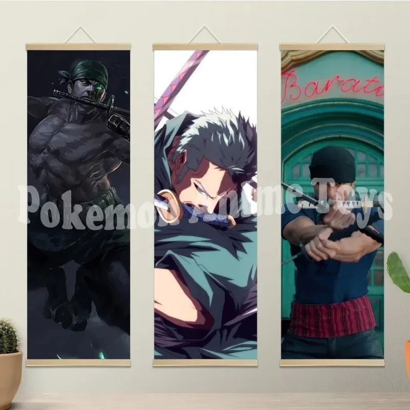 ONE PIECE Roronoa Zoro Wall Art Picture Scroll Canvas Wall Hanging Painting Home Decor Anime Poster Wall Art Room Decoration