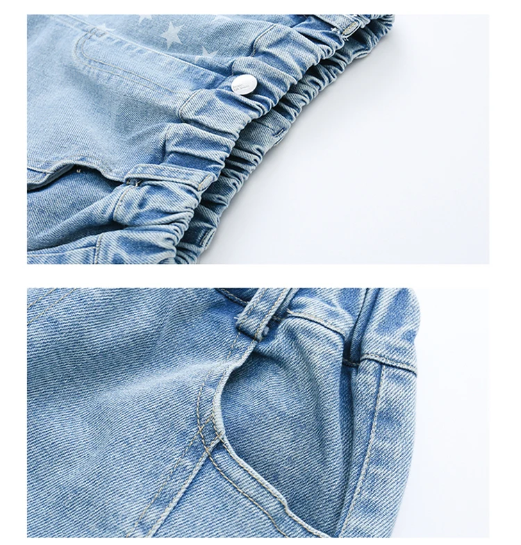 Neue Designer-Kinderjeans im Street-Style mit Sternen für Teenager-Mädchen, elegante blaue Denim-Hosen, Größe 5-14 – Detail 10