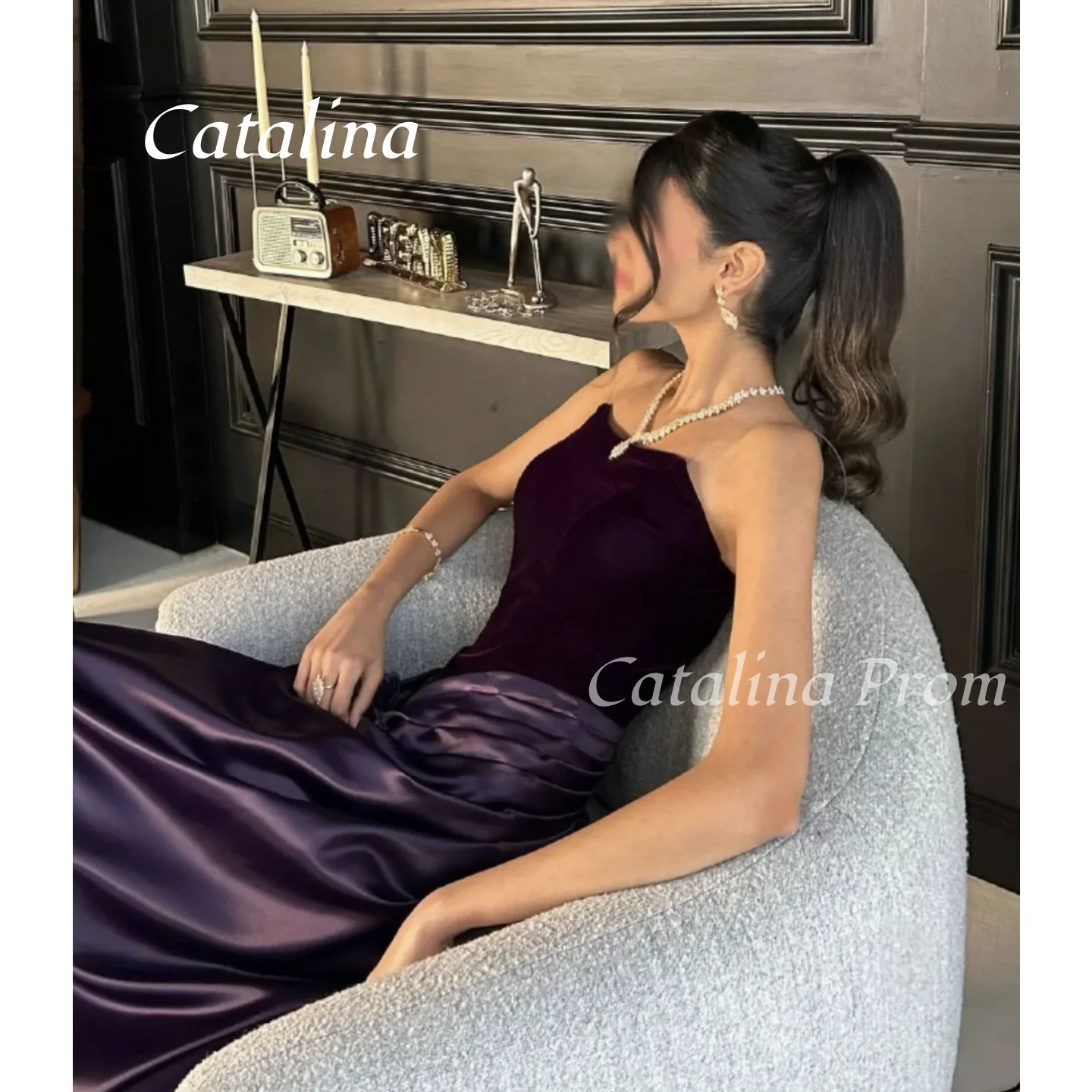

Purple Strapless Mermaid Prom Dress with Pleated Elegant Evening Dress Saudi Arabia Women Wedding Dress 2025 Customized Dress