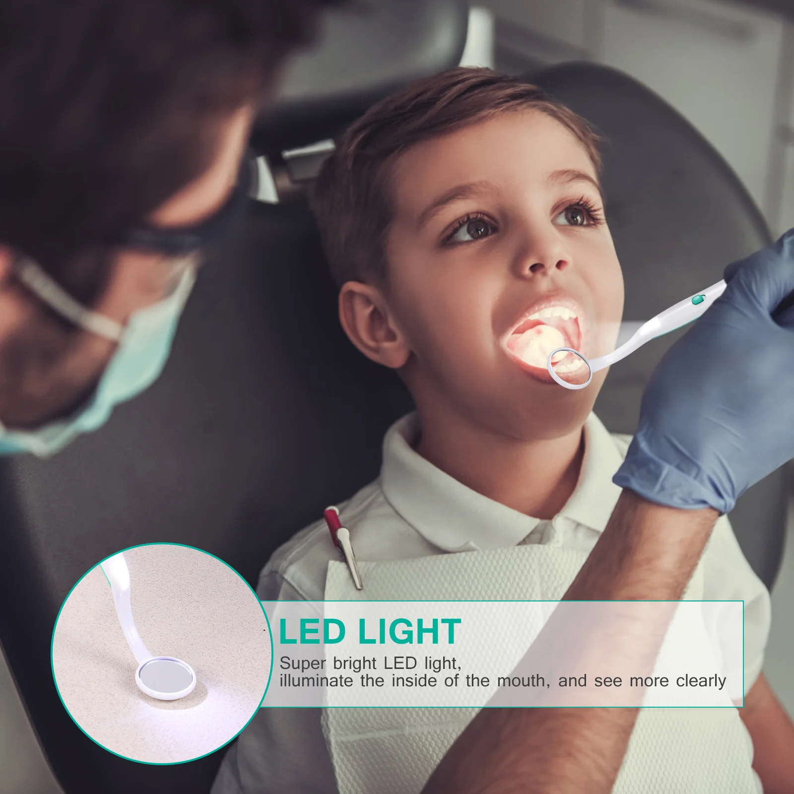 Fendas claras espelho dental para dentes anti-nevoeiro dentista ferramenta led luz boca oral