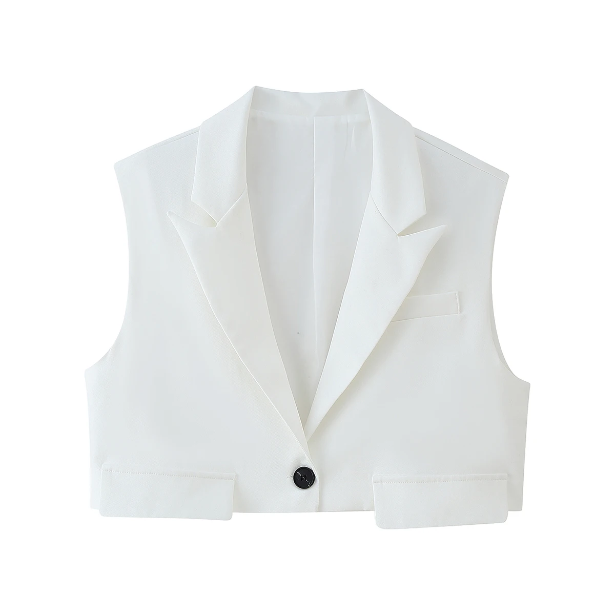 

ZBZA Spring New Women's Faion Design Flip-Cover ort Vest Slim Fit Sle No-Sve Jaet with Button Detail in Polyester