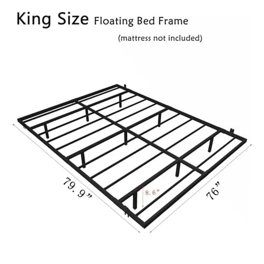 Floating Bed Frame King Size LED Light Metal Platform No Box Spring Easy Assembly Modern Technology Durable Construction