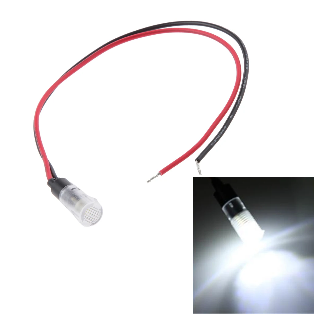 12V 8mm Car Van Boat LED Indicator Dash Dashboard Panel Warning Light White