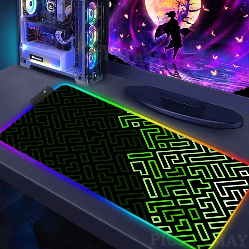 

Geometric RGB Gaming Mousepad Large LED Gamer Mousepads PC Desk Mat Luminous Mouse Pad Big Computer Mouse Mats With Backlit