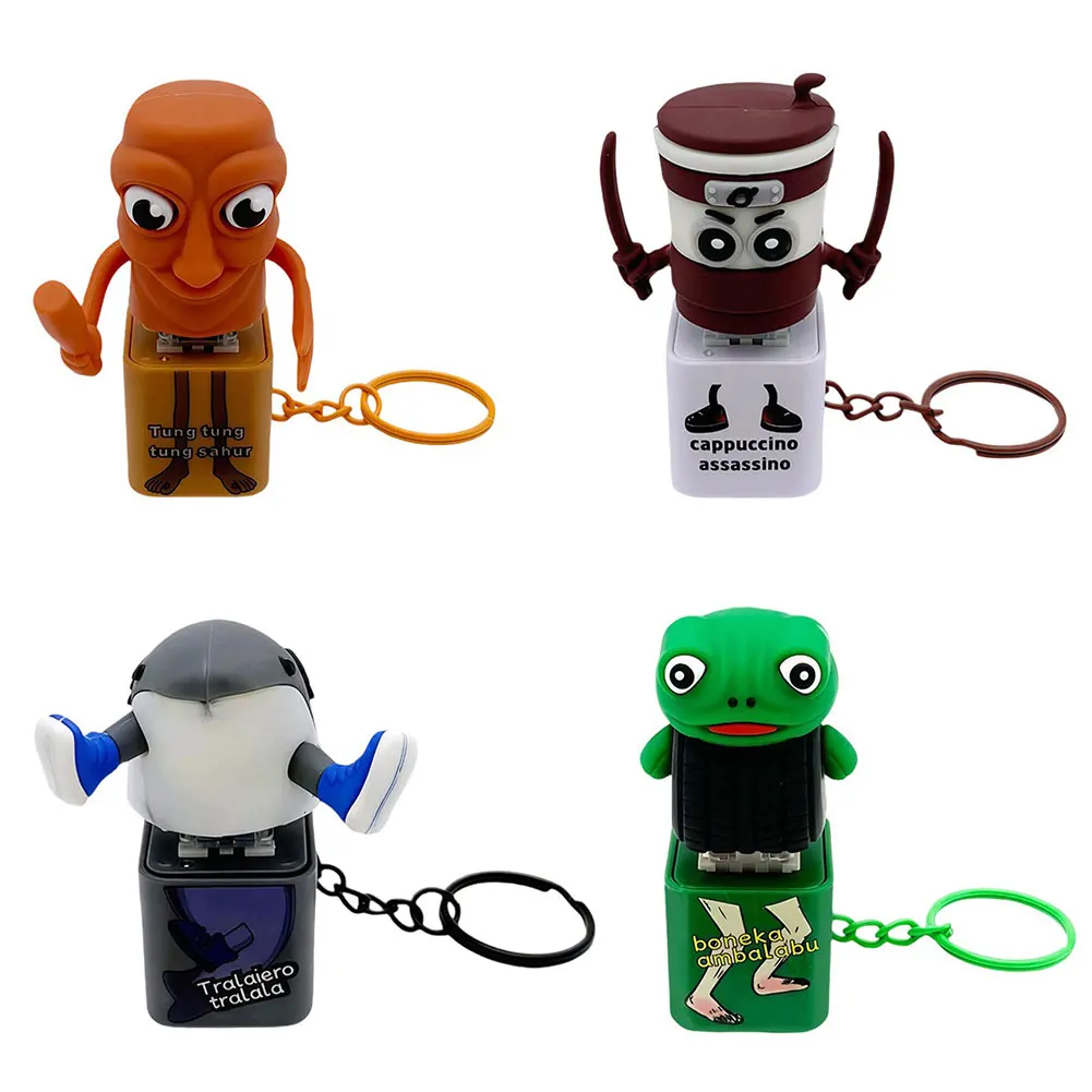 

Креативный декомпрессионный брелок с пресс-звуком, светящийся кулон Tralalero Tralala Tungtungtung, деревянная палочка, мужской брелок на пуговицах