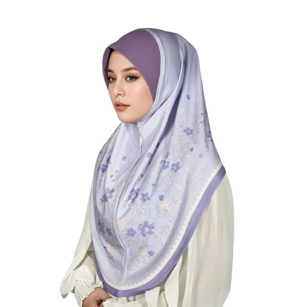 Breathable Eid Al-Fitr Long Floral Turban Adjustable Multiple Colors Printed Arab Lady Headscarf Elastic Versatile