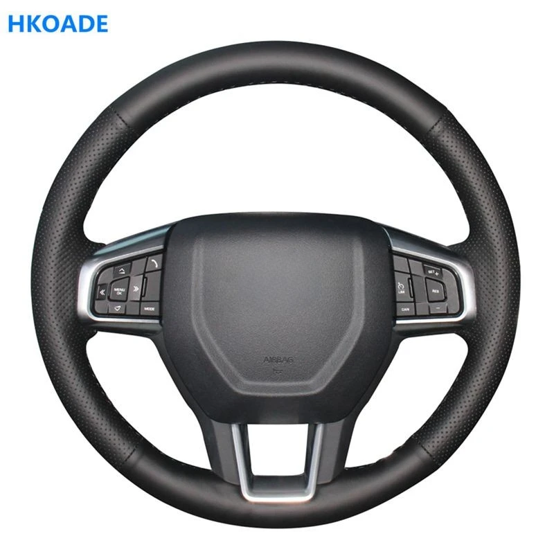 HKOA DIY Hand-stitched Black Non-slip Artificial Leather Car Steering Wheel Cover for Land Rover Discovery Sport 2017 2016 2015