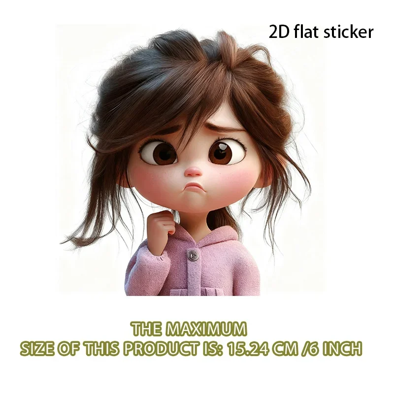 1PC Round Glasses Girl Red Hoodie Yellow Shoes Vinyl Sticker, Waterproof UV Decal for Car Motorcycle Water Bottle Phone Wall