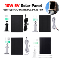 10W 5V Solar Panel Micro USB Type C U-shaped Outdoor Waterproof Solar Cells Charger for Security Camera Small Home Light System