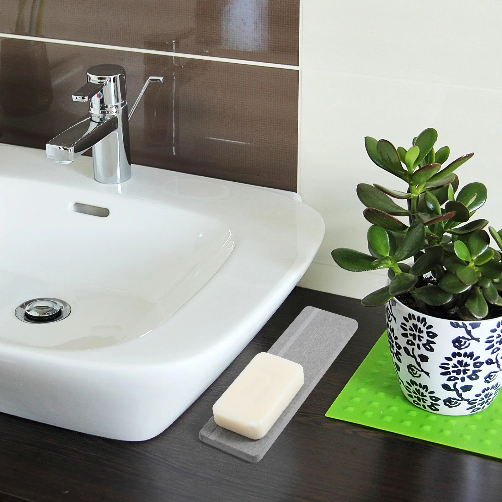 

2Pcs Diatom Absorbent Bathroom Pads Non-Slip Multipurpose Soap Holder Toothbrush Cup Cushion Water Absorption Mat Household Use