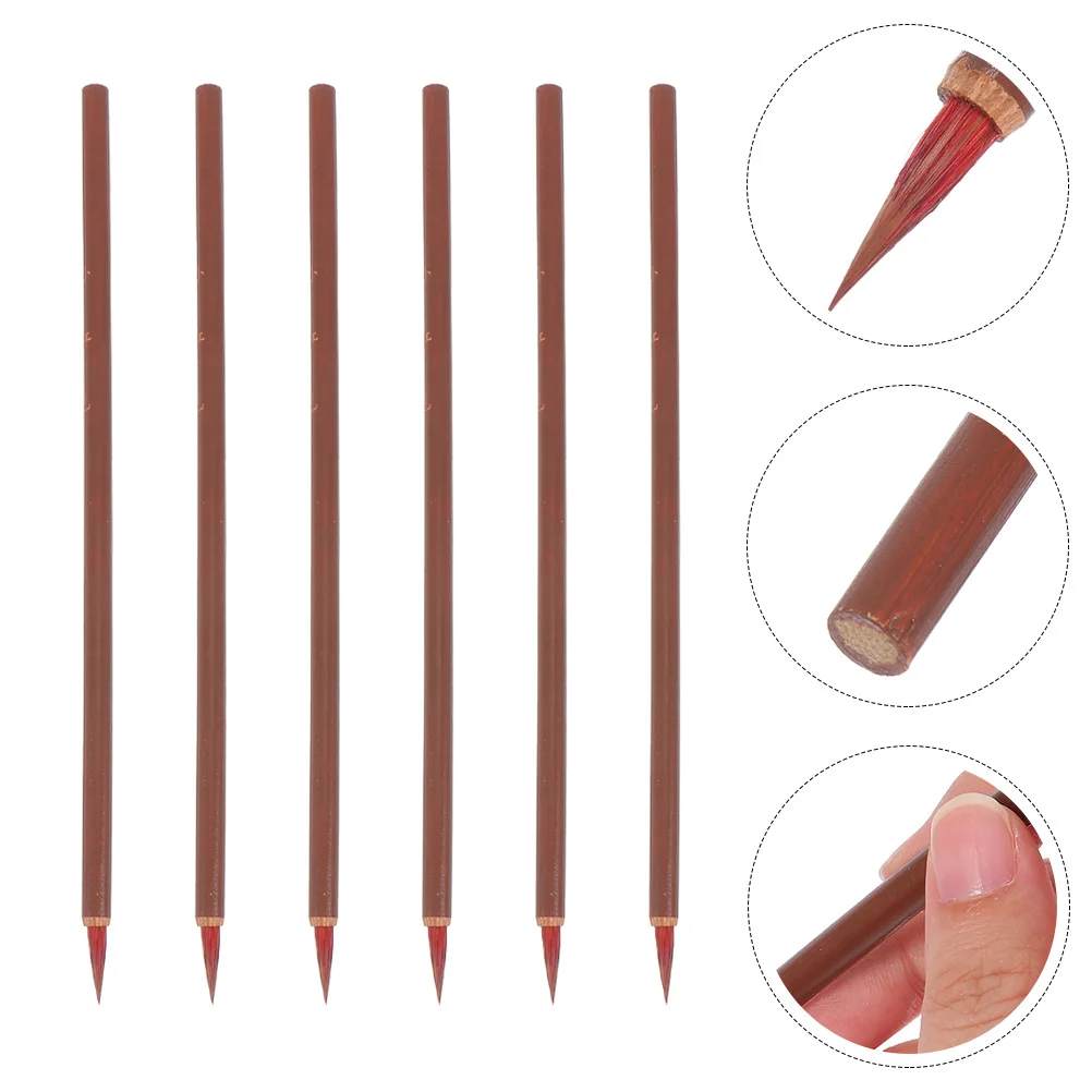 6 Pcs Nail Pen Writing Brush Paint Brushes Student Calligraphy Practice Paper