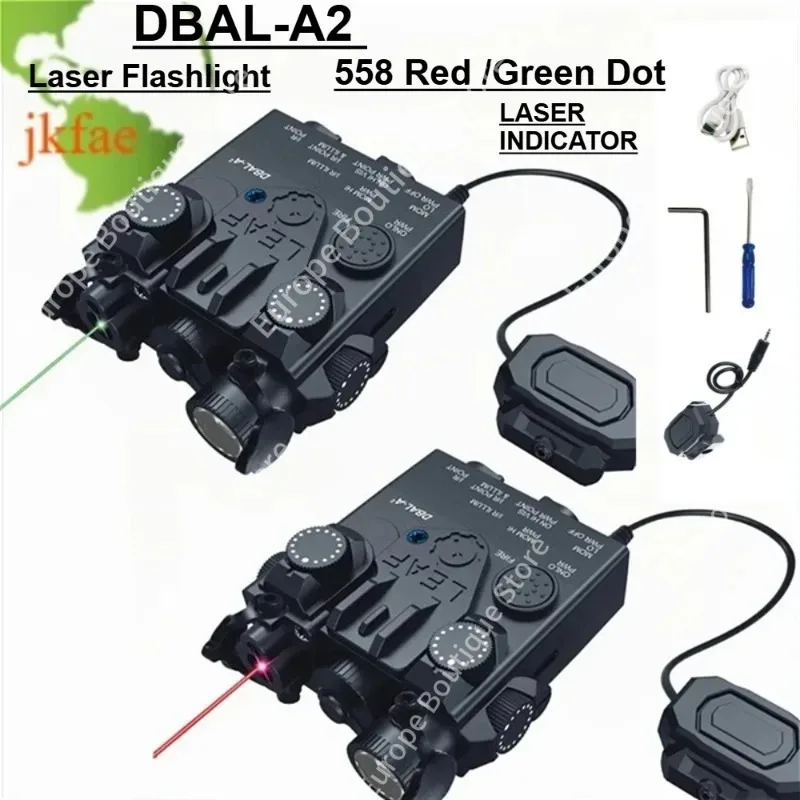 2026 New Outdoor Toy Accessory, DBAL-A2 Aiming Indicator, Red Green Laser & White LED Flashlight Fit 20mm Rail