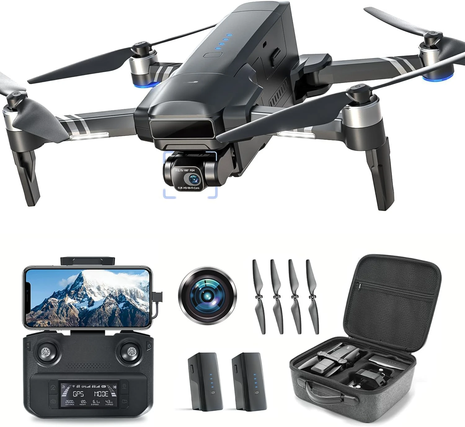 TF35 PRO 2-Axis Gimbal Drone with Camera for adults 4k, 2 Batteries 80-Min Flight Time, 11500 FT Range Transmission, 4K/30FPS EI