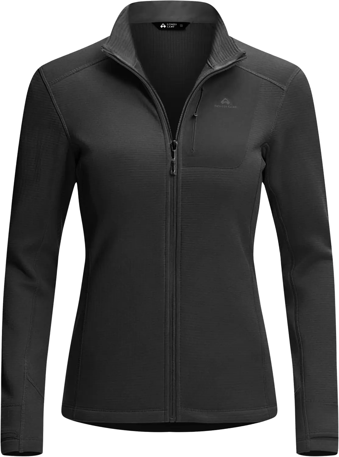 Pioneer Camp Women's Grid Fleece Lined Running Jacket Full Zip Winter Athletic Workout Scrub Jacket with Thumb Holes Midlayer