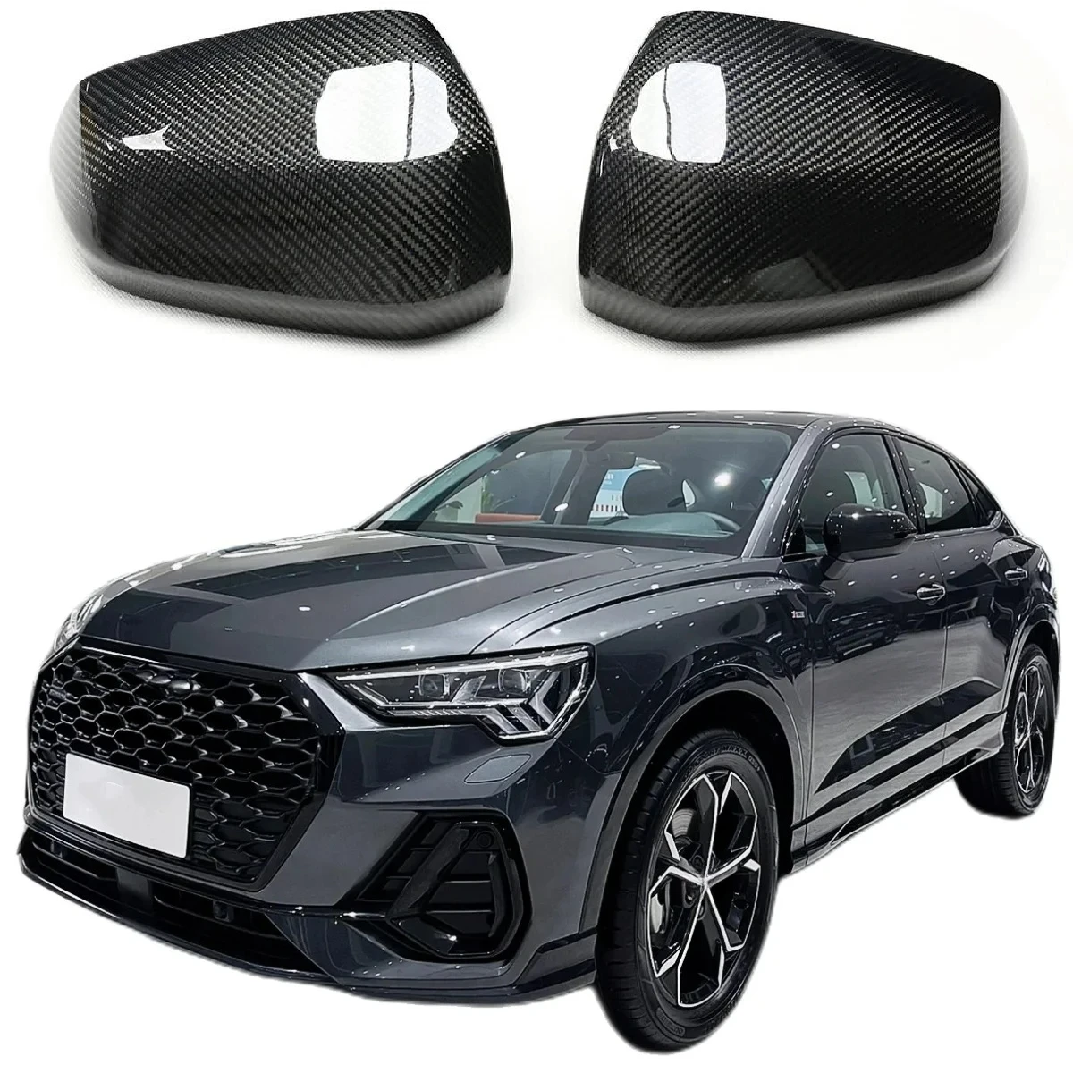

High-Precision FORAudi Q2 SQ2 Q3 RSQ3 Side Mirror Housing Carbon Fiber with Lane Blind Spot Assist Replacement Cover