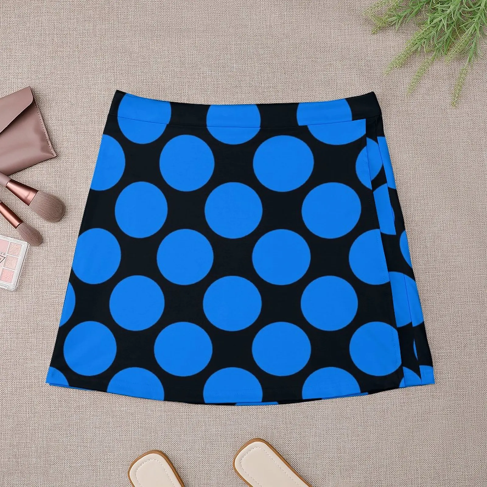 Black and Blue Polka Dot Mini Skirt Kawaii Women skirts Mini Skirt