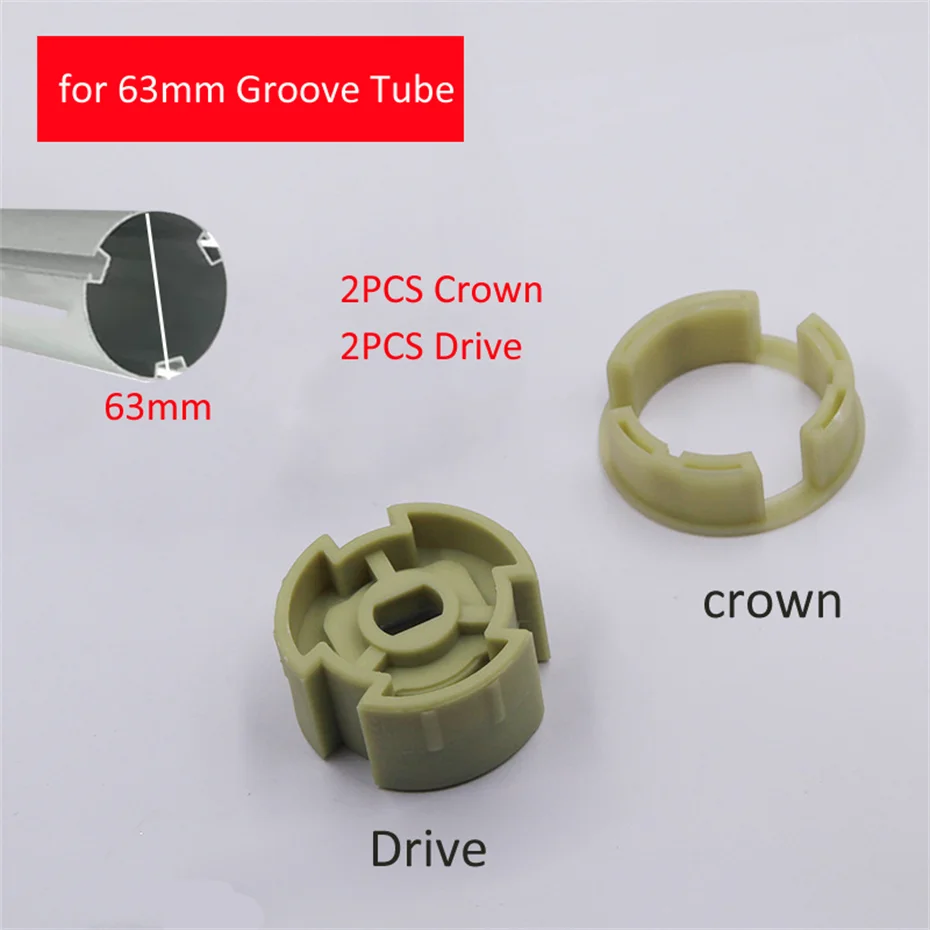 2 sztuki korony + 2 sztuki Adapter napędu do rolet z silnikiem, do A-OK Dooya Tuya silnik rurowy o średnicy 45mm, średnica 63mm