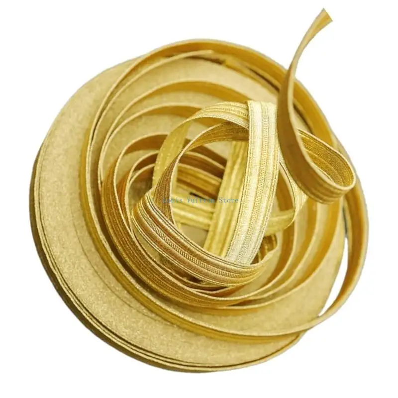 

L5YB Gold And Silver Thread Apparels Trim Ribbon Binding Solid Color Sewing Tape