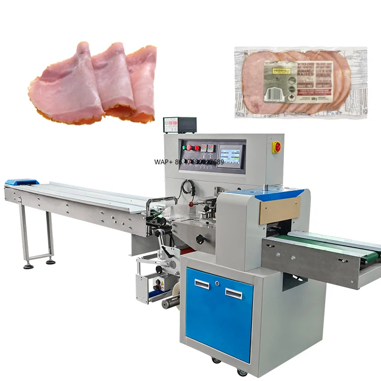 Automatic Fresh Meat and Sausage Products Flow Packing Machine for Ham Folded Wrapper