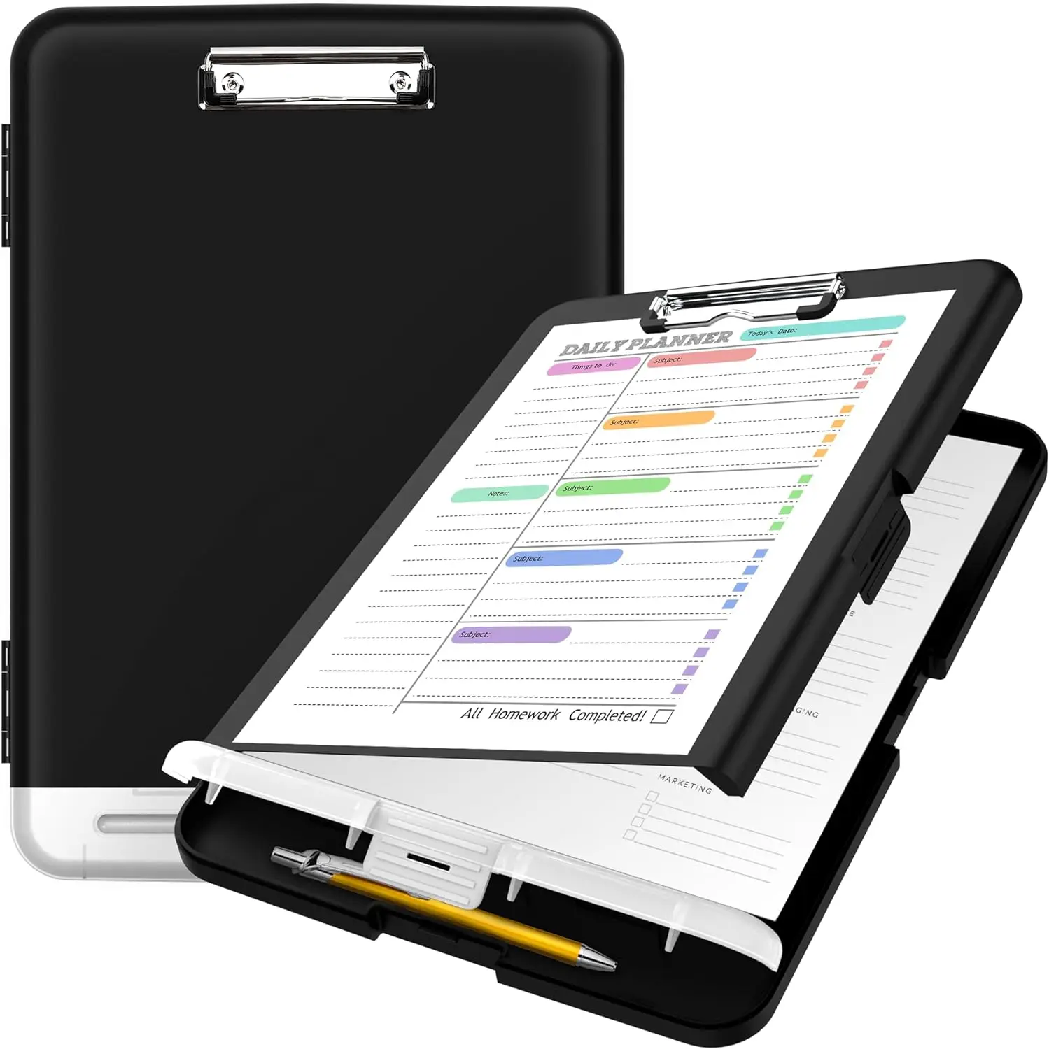 

Clipboard with Storage, High Capacity Nursing Clipboards with Pen Holder, Heavy Duty Plastic Storage with Low Profile Clip