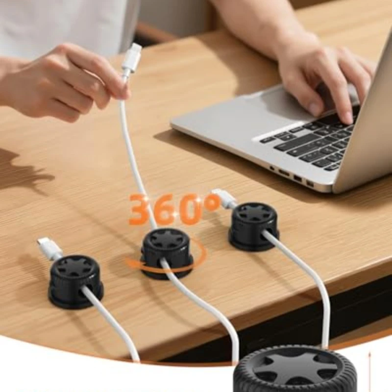 3/6/9pcs Magnetic Cable Clips, Rotatable Cord Holder for Desk and Car, Reusable Charging Data Wire Organizer