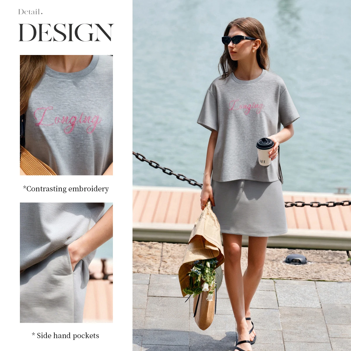 โอแอลเรน 2 ชิ้นชุดกระโปรงผู้หญ - Embroidery Cotton Shirt บทวิจารณ์และราคา