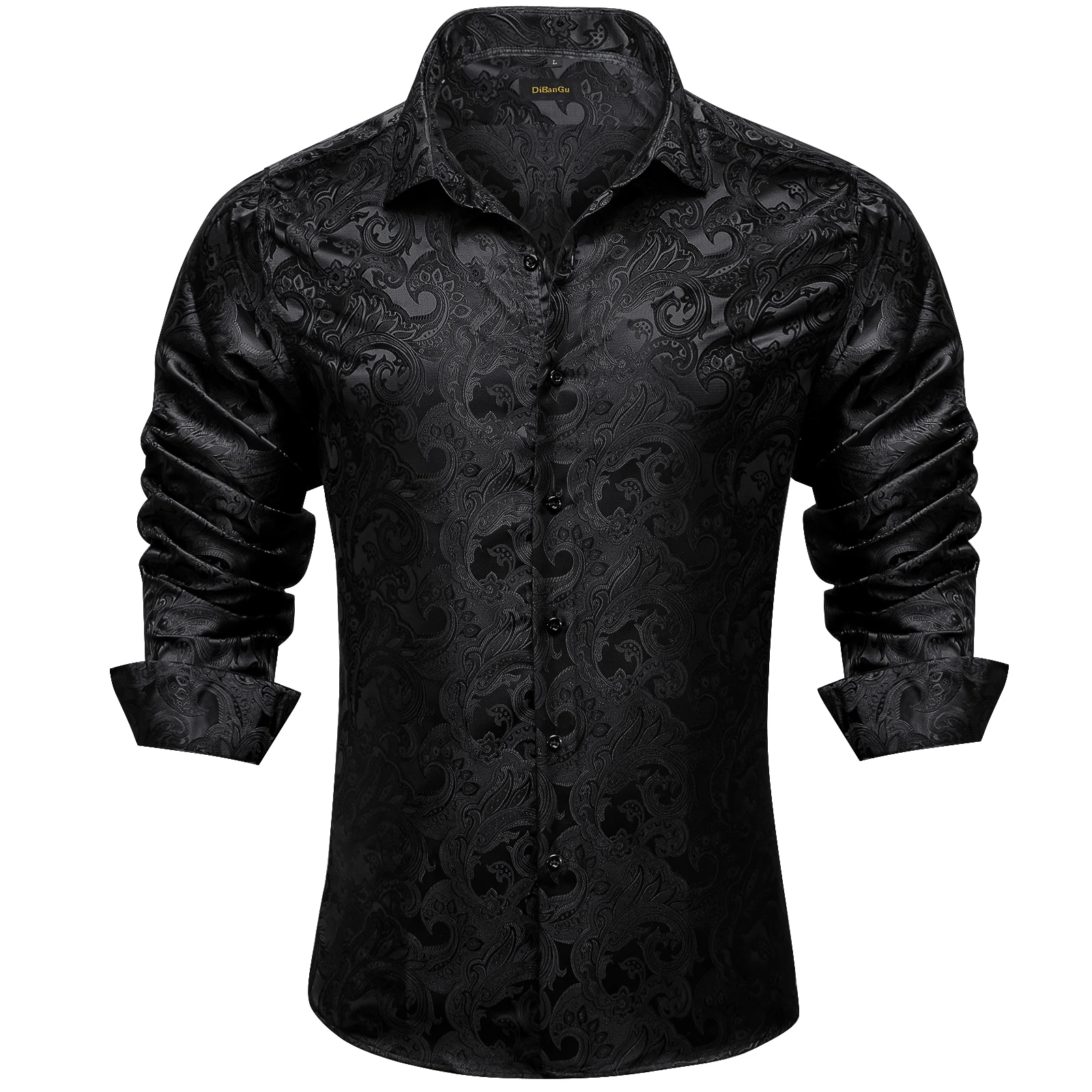 Men Slim Fit Paisley Pattern Long Sleeve Dress Shirt, Floral Print Button Down Top for Wedding Party Business Wear