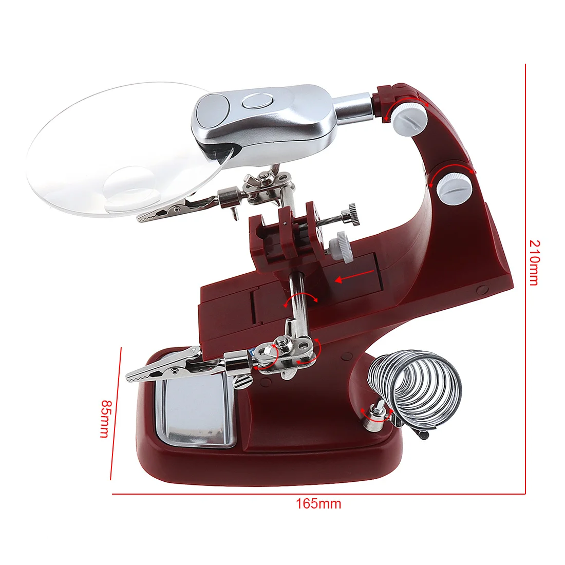 4.5X Welding Magnifying Glass Deskop Welding Magnifier with Alligator Clip Holder Clamp and Two LED Lights for Soldering Repair