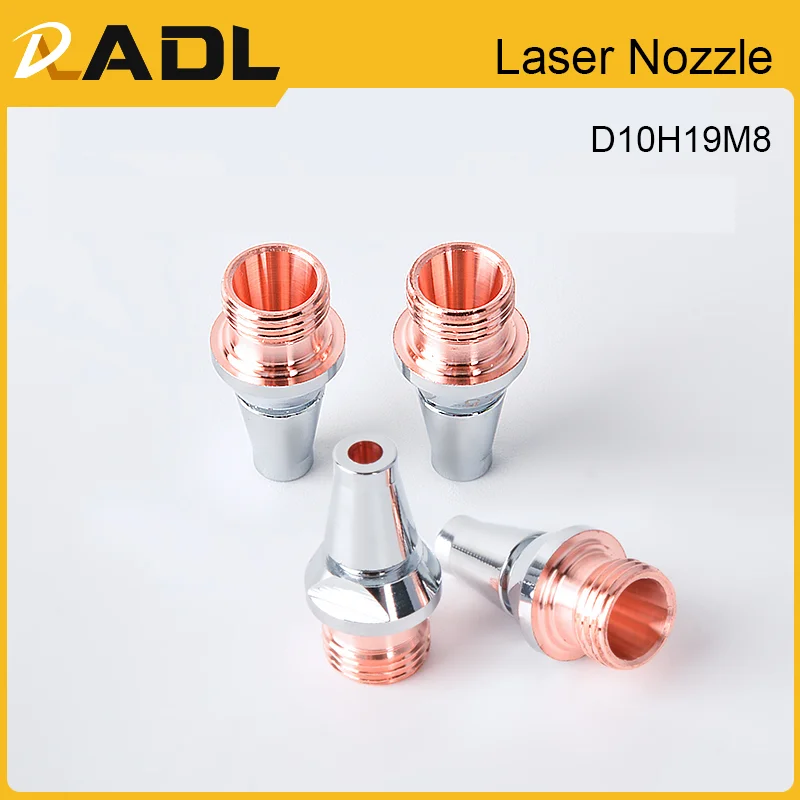 ADL 50Pcs/lot Prima Laser Nozzle Conusmables Dia.10mm H19 M8 Single Layer Nozzle Chrome-plating Used for 3D Laser Cutting