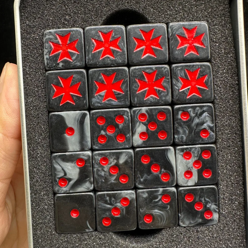 10pcs/20pcs Warhammer 40K Black Templars Dice Set Black Swirl Acrylic D6 Tabletop Wargaming Dice Collectible Game Accessory
