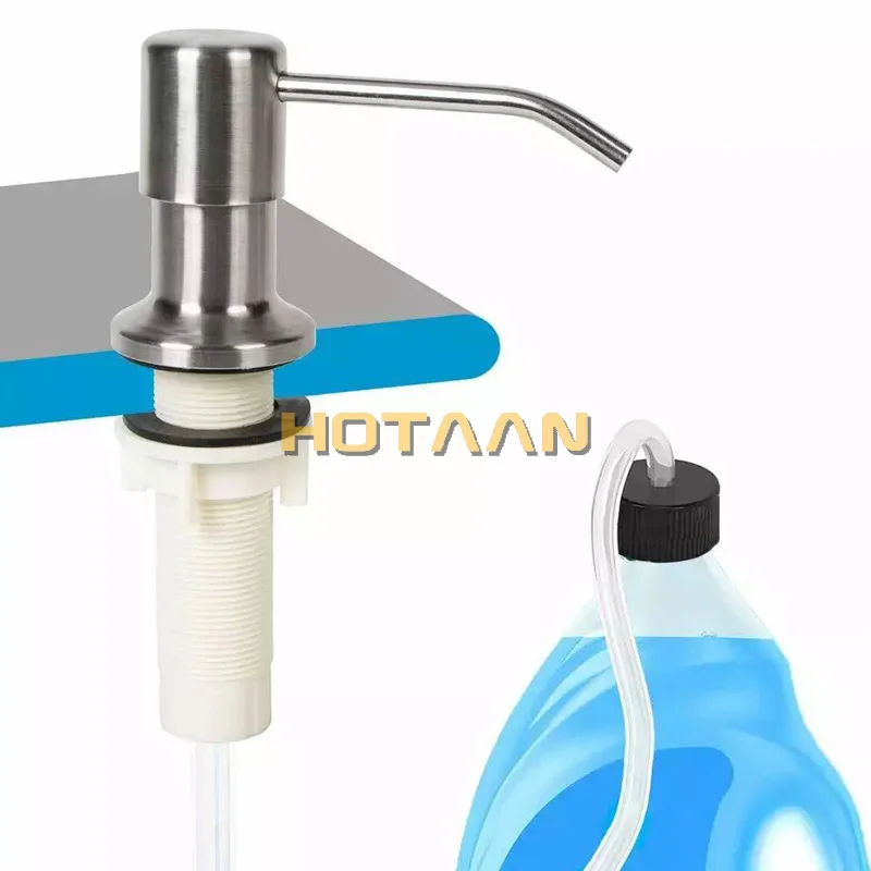 مجموعة مضخة توزيع الصابون DIY لحوض المطبخ ومجموعة الأنبوب (النيكل المصقول) مضخة توزيع صابون اليد للمطبخ تتصل بزجاجة الصابون #5