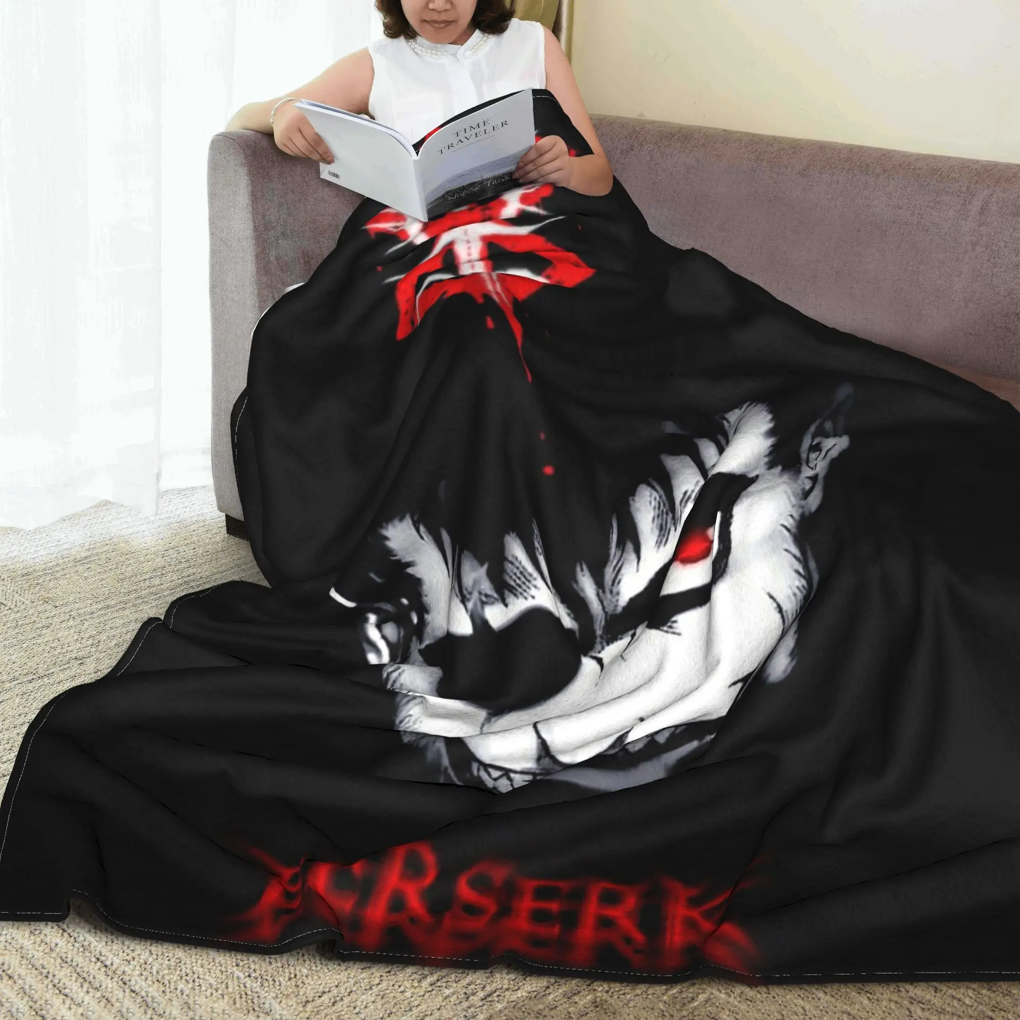 Manta de Manga de espadachín Berserk de Anime japonés, manta de lana multifunción para sofá, manta para el hogar y la Oficina, colcha