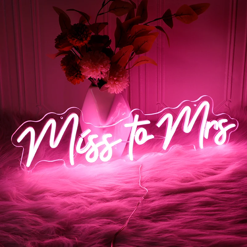 

Missueto Mrs Neon Sign Light for Party Decor 43*31 cm Happy Birthday Wedding Transparent Acrylic Custom Neon Light Sign