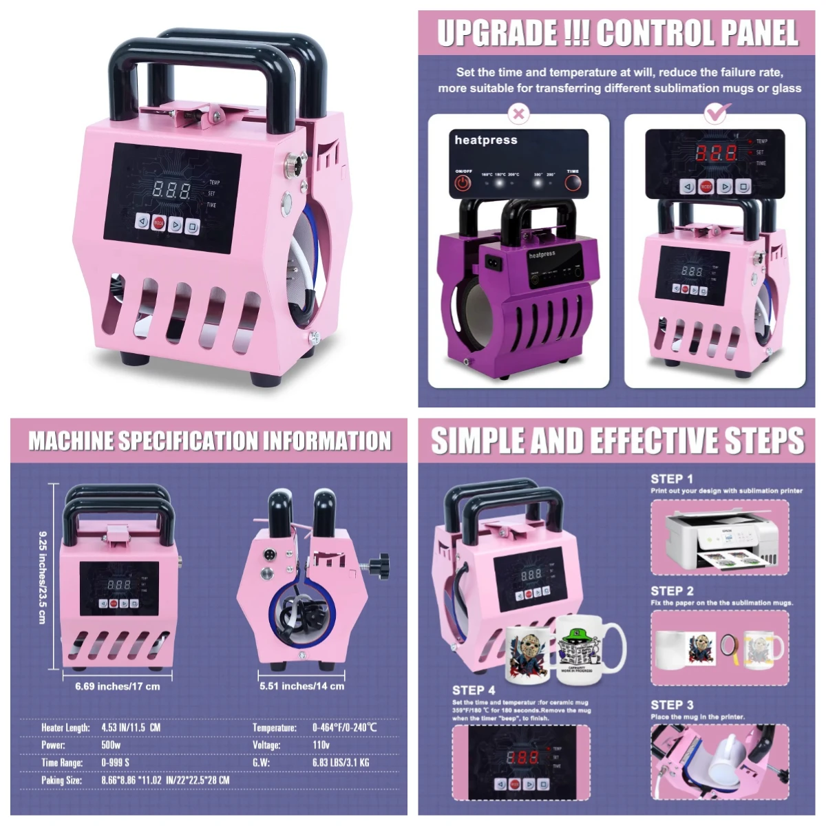 

2026 New Mug Heat Press Machines Portable Flat Mini Easy Press Heat Transfer Machine Mug Press Machine