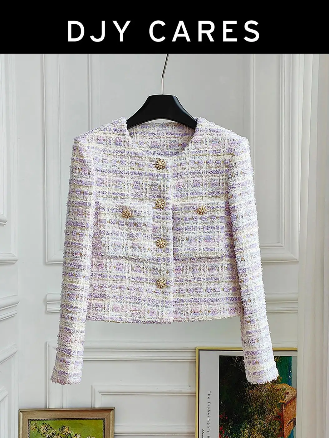 

New Coarse woolen light luxury taro purple fashionable sweet coat big size