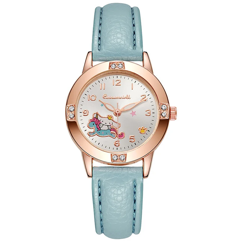 Rose Gold Diamond Belt Watch for Middle School Students, Women's Sanrio Quartz Watch, Cross border Watch