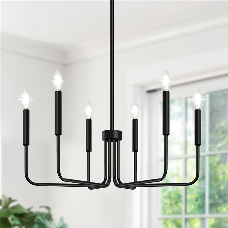 

American Retro LED Ceiling Chandelier Modern Black Candle Chandelier Lamp Living Room Decor Restaurant Hanging Light Fixtures