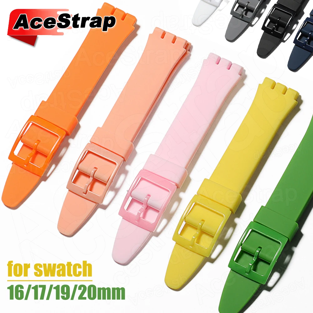 الملونة المطاط حزام ل سواتش حزام (استيك) ساعة 16 مللي متر 17 مللي متر 19 مللي متر 20 مللي متر معصمه النساء الرجال مقاوم للماء الساعات سوار سيليكون
