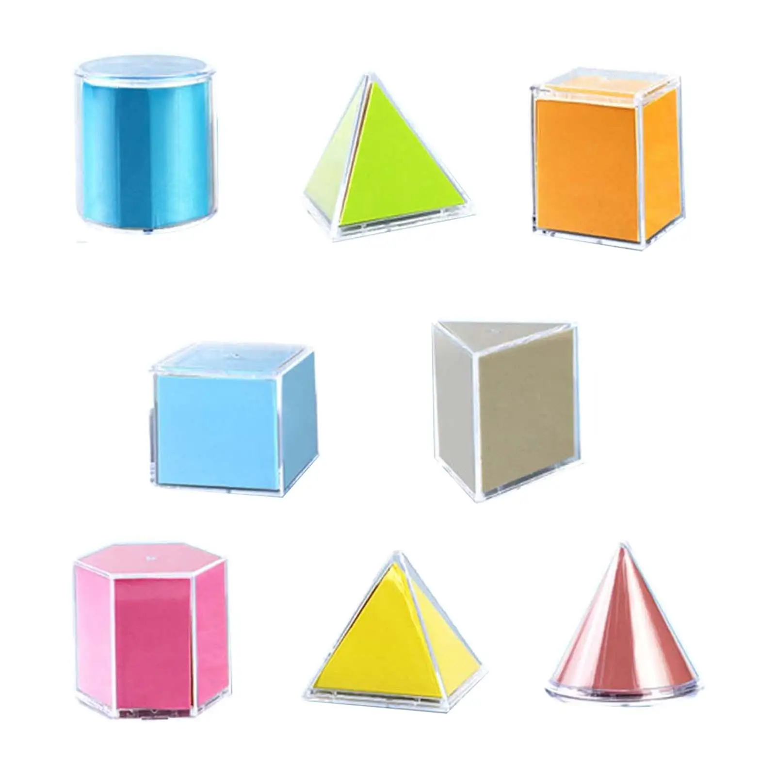 8 Stuks Transparante Geometrische Vormen 3d En 2d Concepten Montessori Speelgoed Voor Wiskunde Helper Kleuters Homeschool Leeftijden 3 +