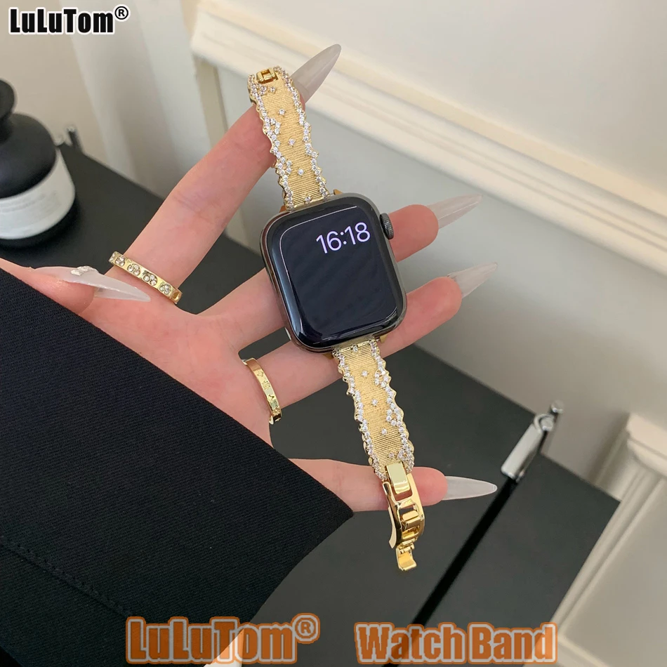

Diamond Strap for Apple Watch 38 40 41 42 44 45 46 49 mm Women Jewelry Band For Iwatch Series 10 9 8 7 6 5 4 3 SE Ultra Bracelet