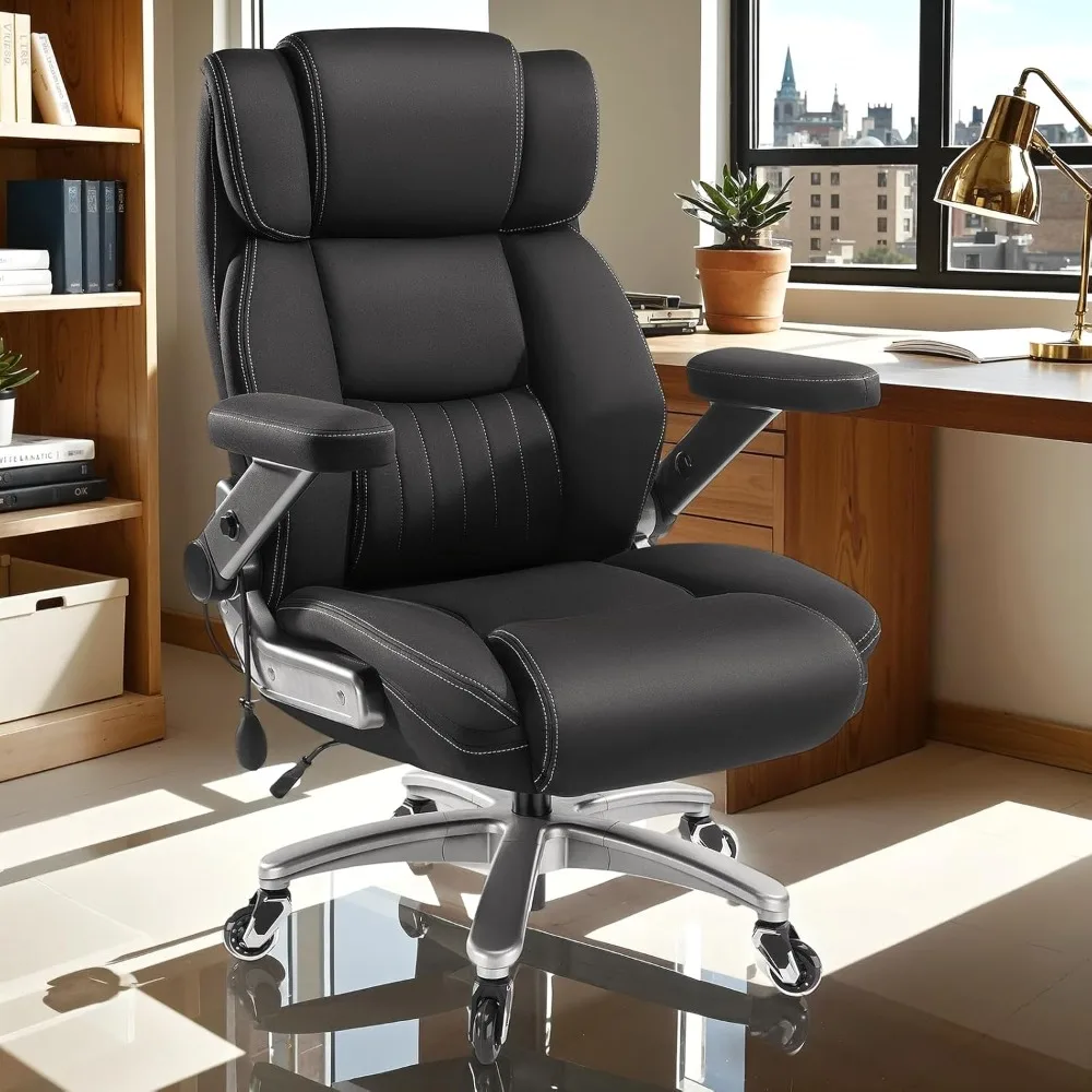 كرسي مكتب كبير وطويل من القماش قابل للتنفس بوزن 600 رطل مع أذرع قابلة للطي 5D ووسادة زنبركية للجيب، مريح وشديد التحمل #2