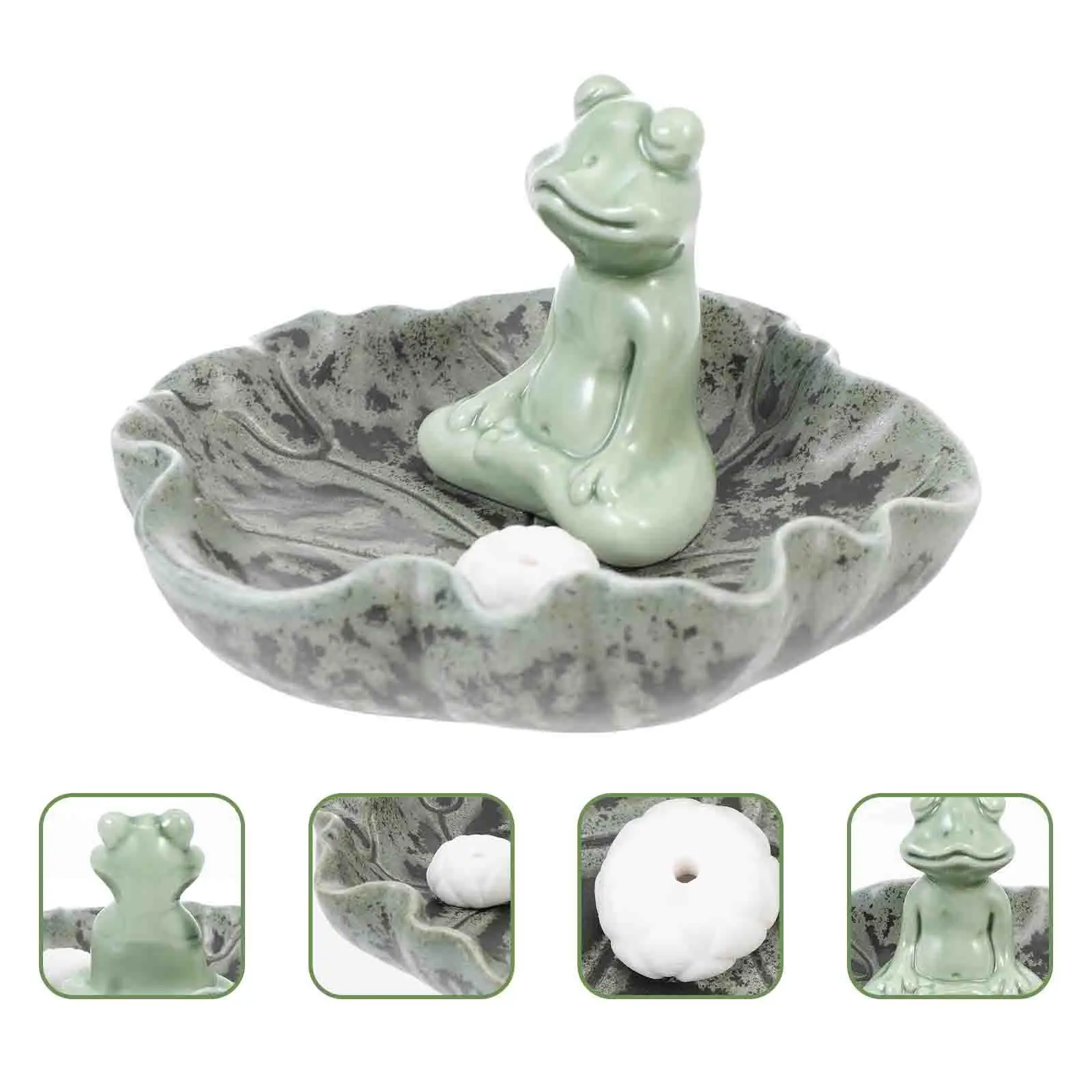 

Cartoon Ceramic Incense Burner Frogs Shaped Aromatherapy Oven Relaxation Meditation Desktop Censer Ornament Household Aromatic
