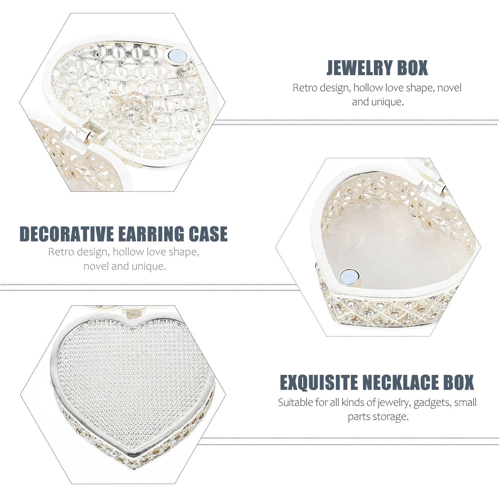 

Creative 3D Heart Shape Jewelry Box Decorative Earring Case Exquisite Necklace Storage Organizer For Necklaces Bracelets Home