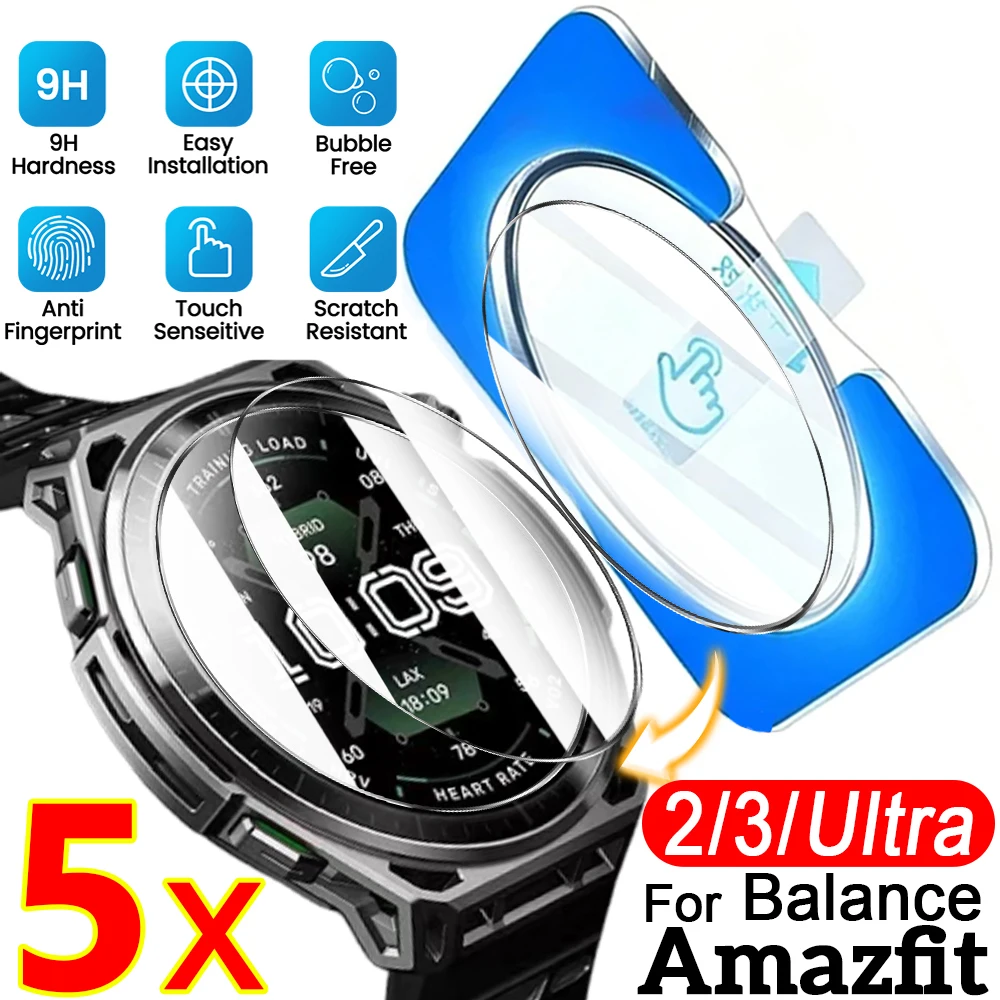 9H Tempered Glass for Amazfit Balance Ultra 3 2 Smartwatch HD Anti-Scratch Screen Protectors Films With Tool Easy Install Kit