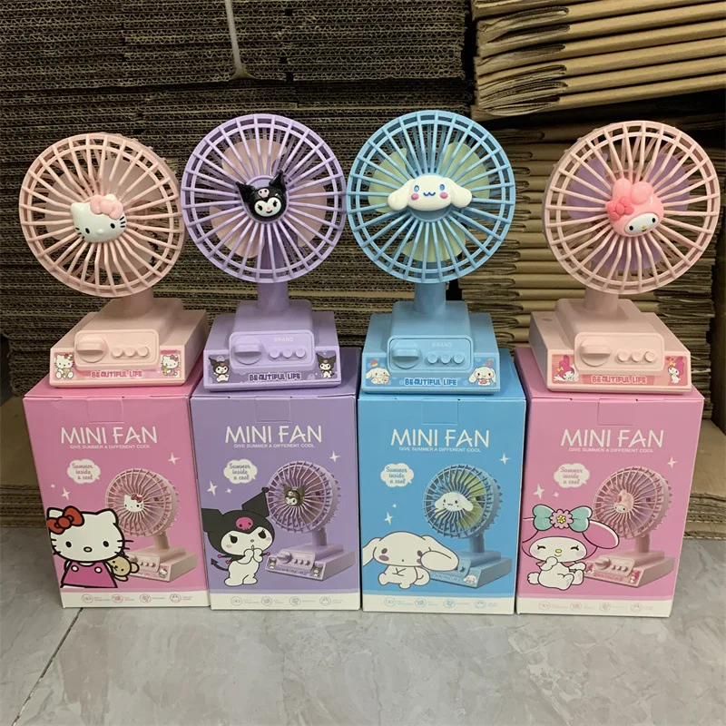 

Sanrioed Kawaii Kuromi Hello Kitty My Melody Cinnamoroll 300Mah Mini Fan Summer Anime Cute Girl Heart Hand-Held Fan Chargeable