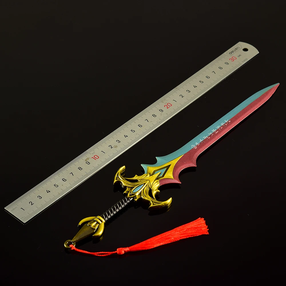 30 سنتيمتر/11.8in خلق الآلهة 12 السيوف الطرفية تشو شيان السيف سبيكة الأسلحة لعبة مجسمة حلية شاشة لسطح المكتب جمع